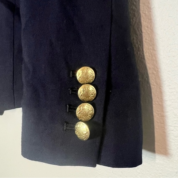 J. Crew Schoolboy Navy Blue Wool Blend Blazer Gold Buttons Size 2 Preppy - Picture 5 of 10